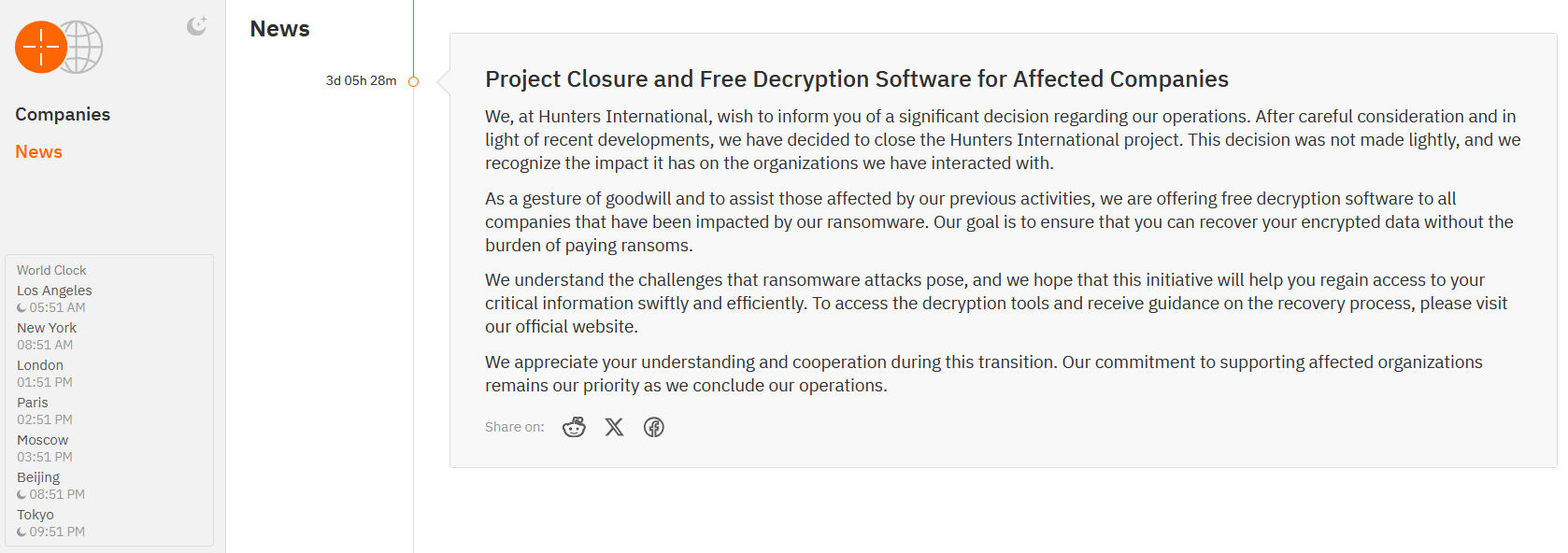 Hunters International ransomware