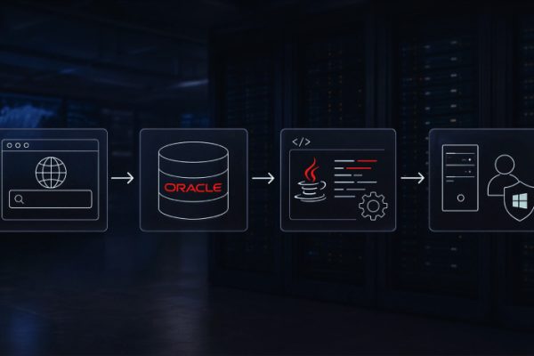 攻击者在 Oracle 内部编译 khunt，将 SQL 注入转化为 Windows SYSTEM 权限访问